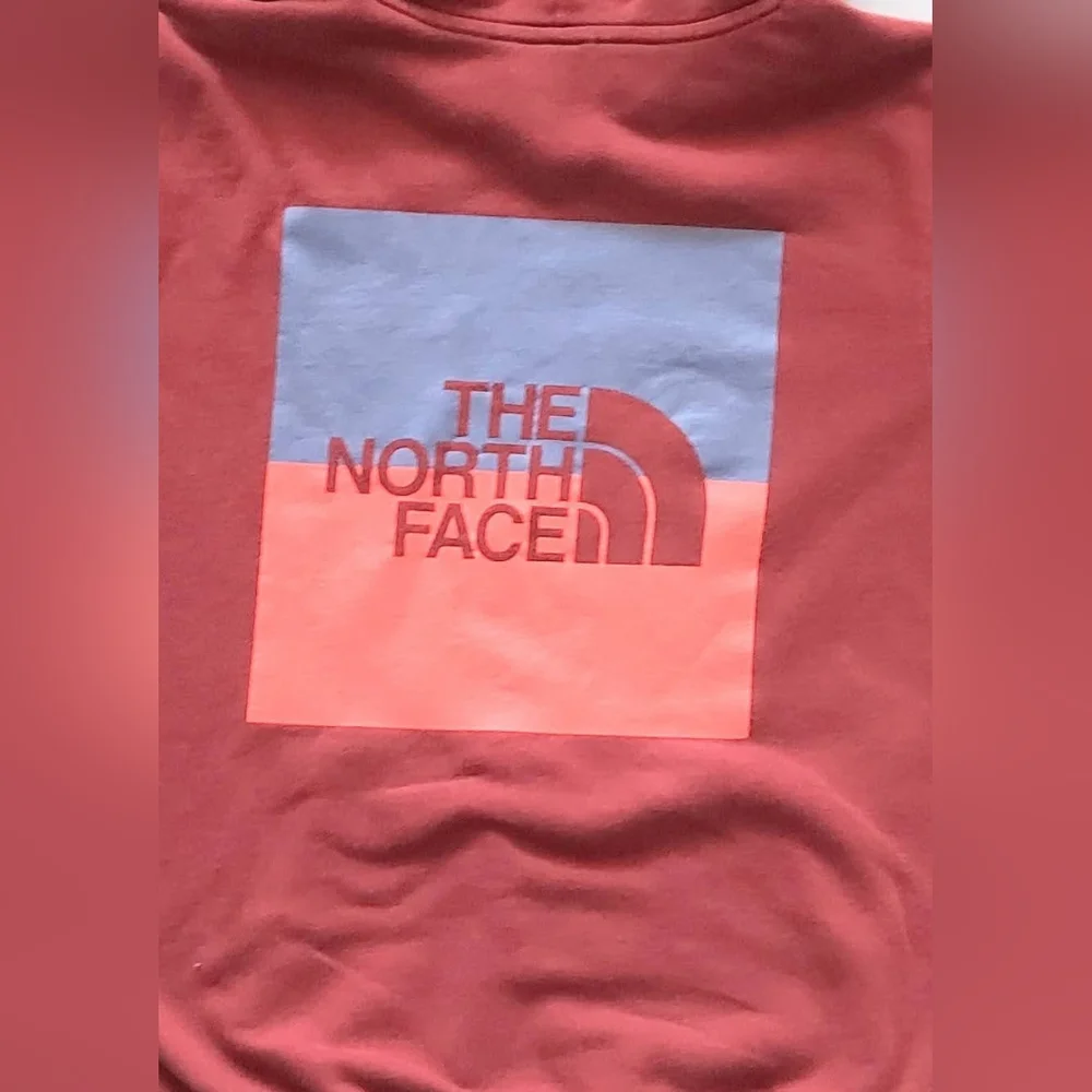The North Face Logo Pullover Hooded Sweatshirt Mens Size Small Maroon Red